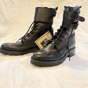 NWT FRYE Black Leather Ankle Boots, size 6.5